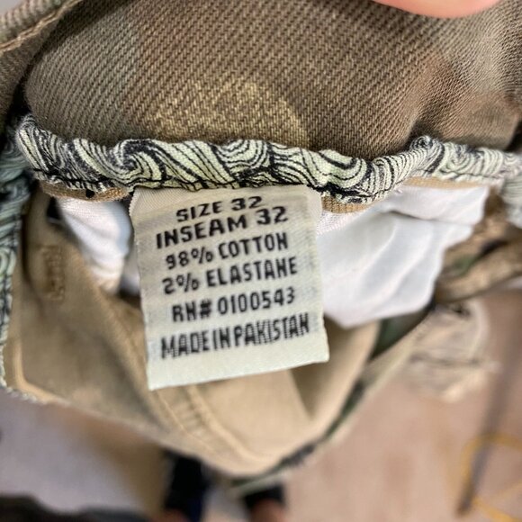 FWRD Denim Jeans Camo Cargo Mens 32/32 Green Tactic Slim Fit Back Patch Pockets - Picture 9 of 9